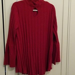 Red sparkle keyhole sweater